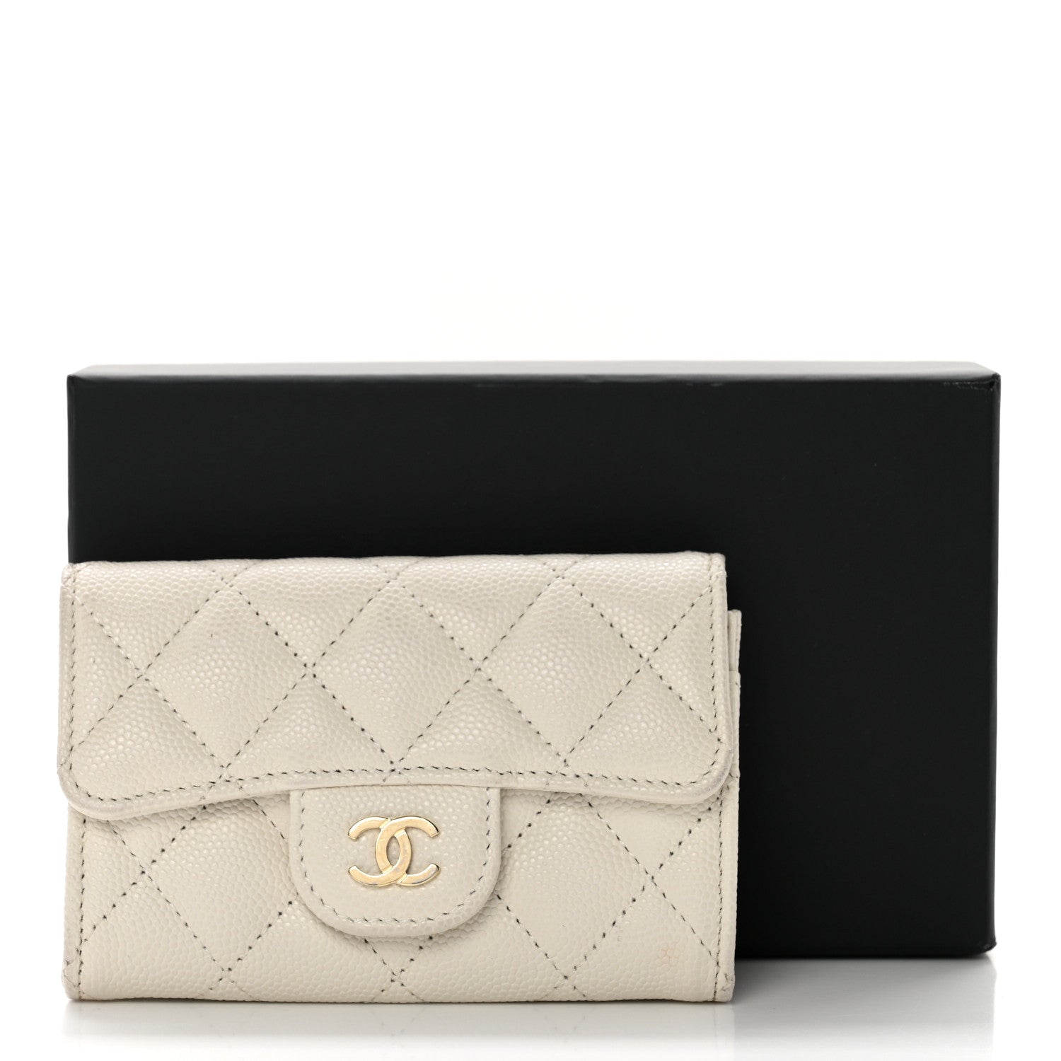 Chanel Caviar Quilted Flap Card Holder Wallet White 9 of 9