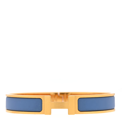 Hermes Matte Enamel Narrow Clic Clac HH Bracelet T6 Bleu Turquin 1 of 5