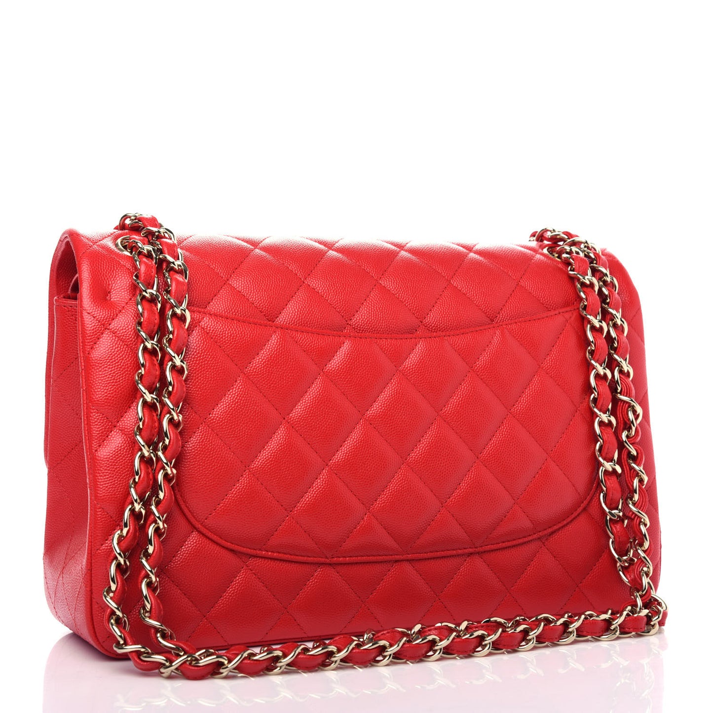 Caviar Quilted Jumbo Double Flap Red