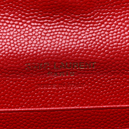Saint Laurent Grain De Poudre Matelasse Chevron Small Monogram Envelope Wallet Rouge Eros 6 of 14