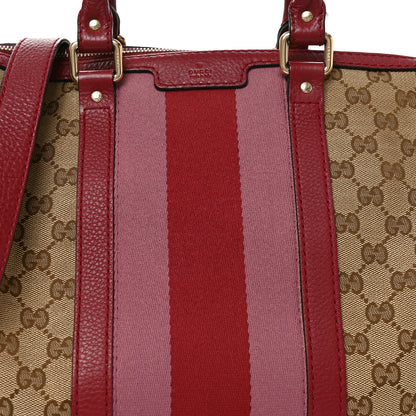 Gucci Monogram Cellarius Calfskin Vintage Web Medium Boston Beige Ebony Soft Burgundy Peonia Flower 8 of 10