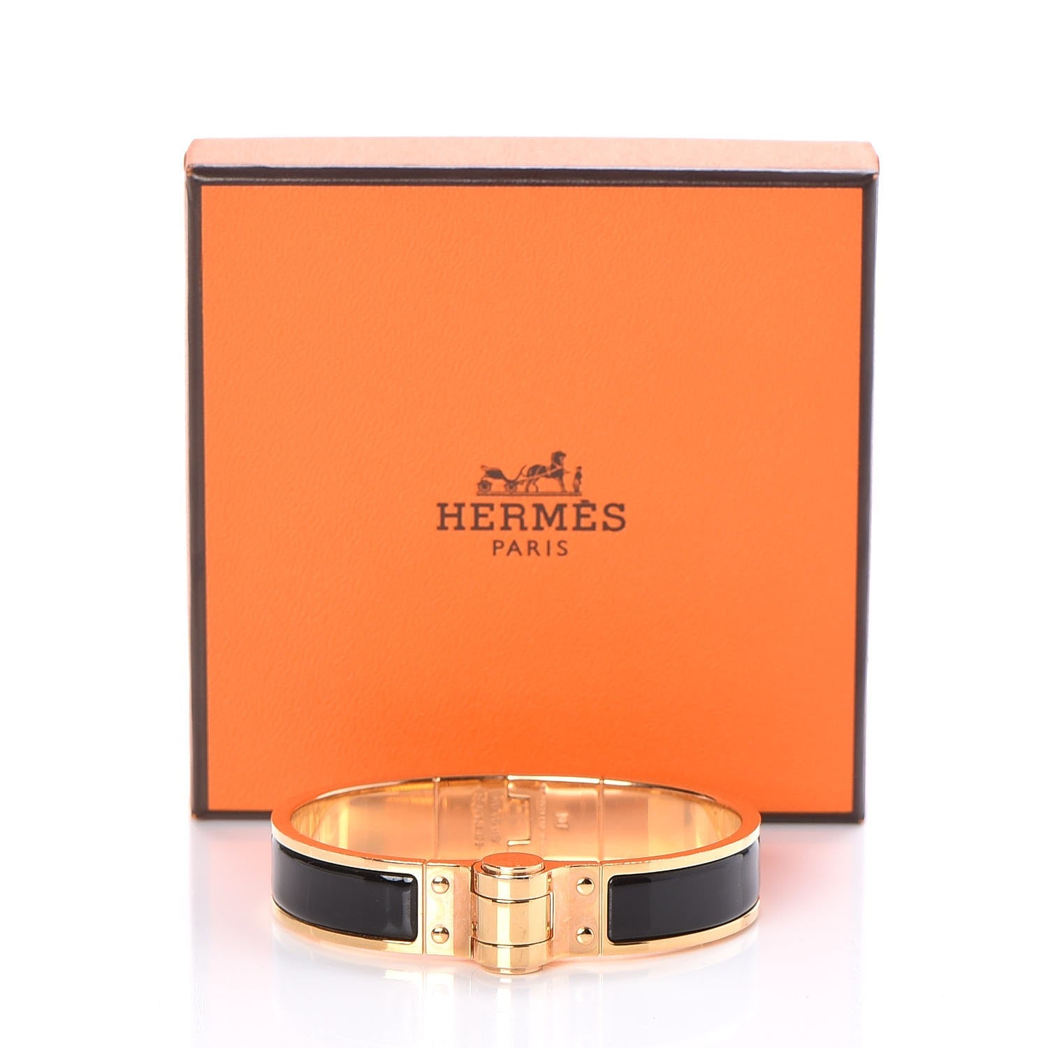 Hermes Enamel Charniere Uni Narrow Hinged Bracelet S Black 6 of 6