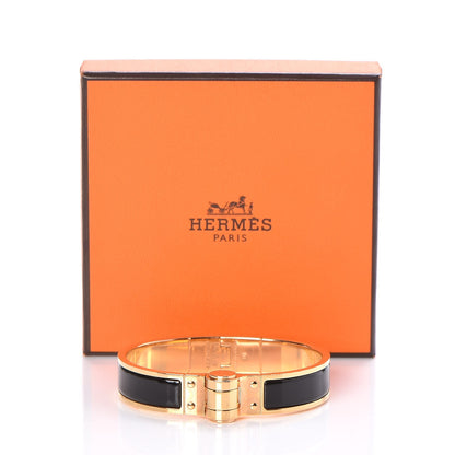 Hermes Enamel Charniere Uni Narrow Hinged Bracelet S Black 6 of 6