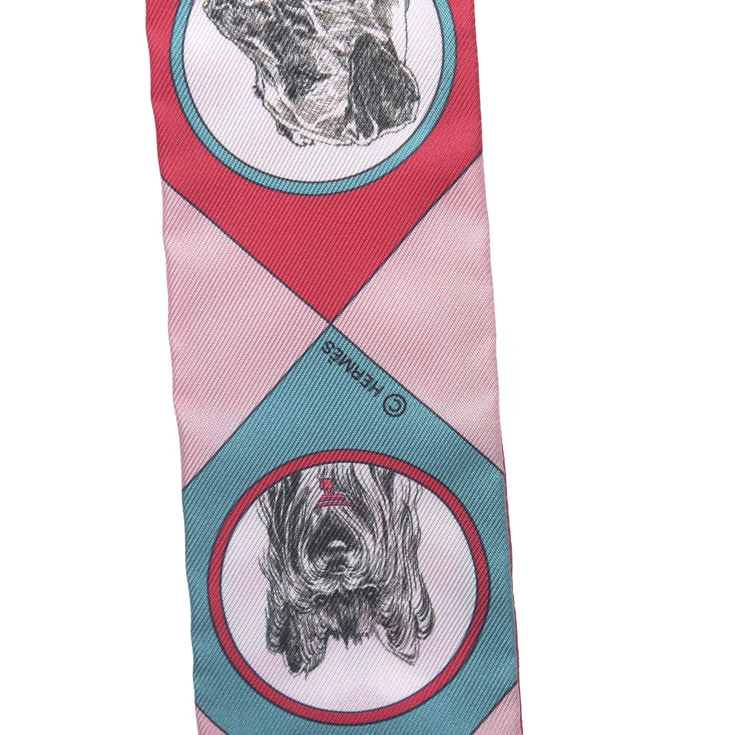 Hermes Silk Colliers De Chiens Twilly Framboise Vert Rose 2 of 4