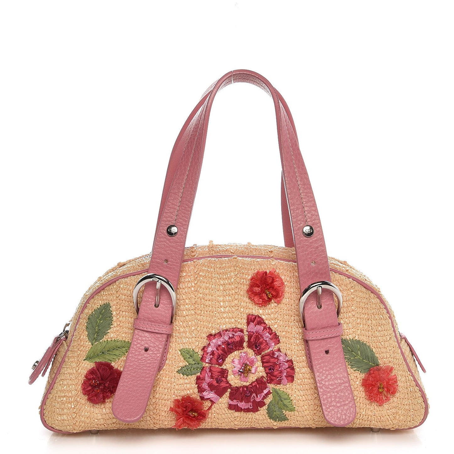 Straw Floral Satchel Multi