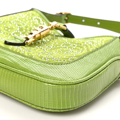 Gucci Canvas Lizard Crystal GG Monogram Mini Jackie 1961 Green 10 of 12
