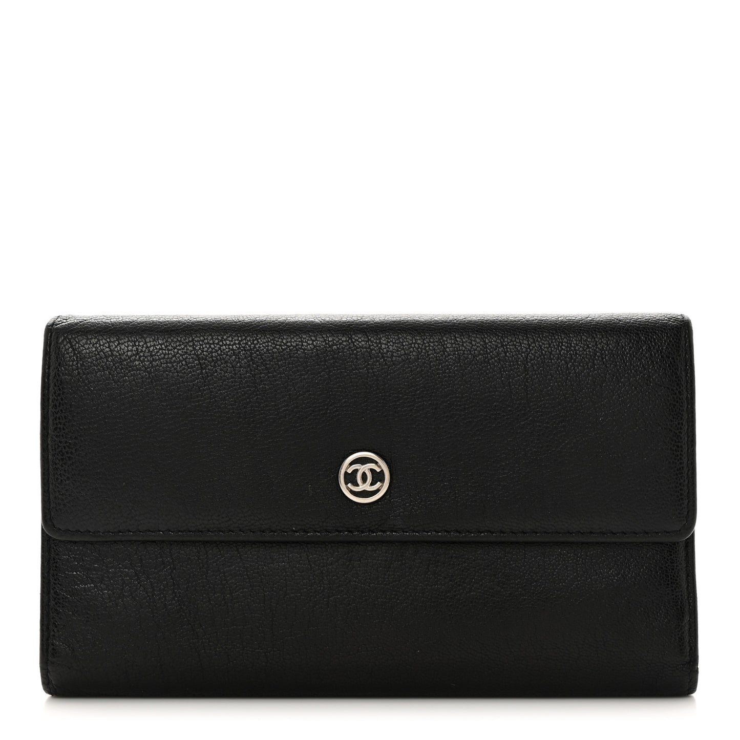 Goatskin Large Flap Wallet Black