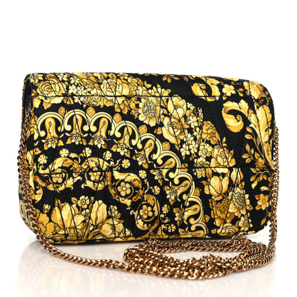 Versace Silk Barocco Printed Quilted Virtus V Mini Chain Flap Shoulder Bag Black Gold 3 of 9