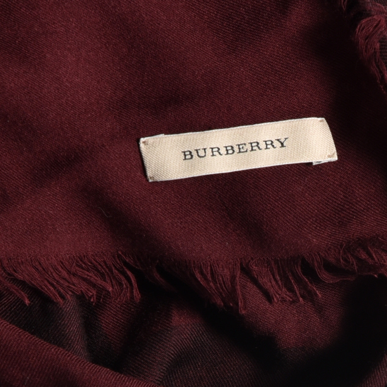 Burberry Modal Wool Overdyed Chambray Check Square Scarf Deep Claret 3 of 3