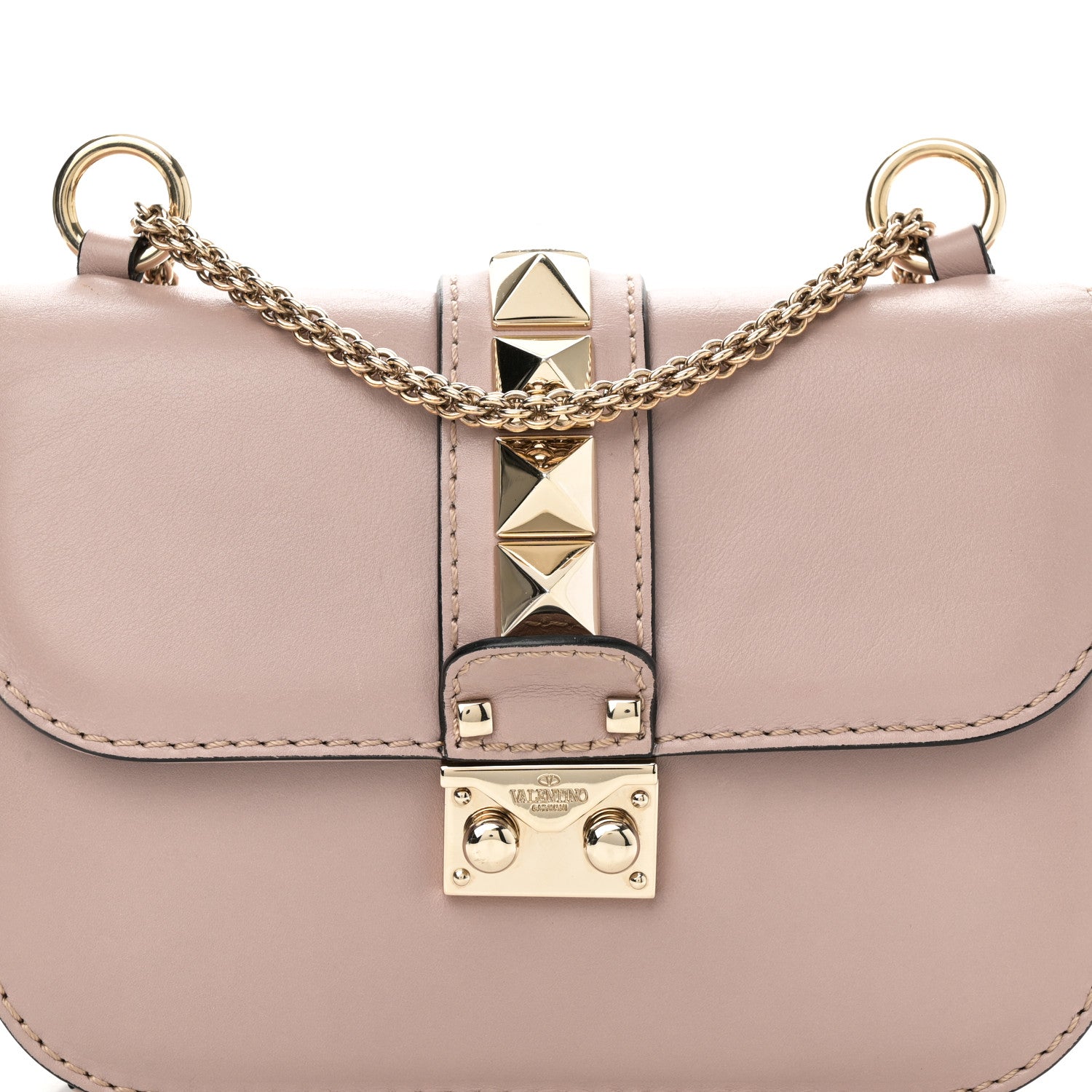 Valentino Garavani Vitello Small Glam Lock Rockstud Flap Poudre 7 of 9