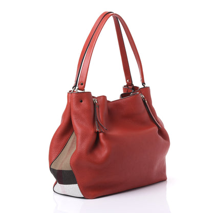 Burberry Grainy Calfskin House Check Medium Maidstone Red 2 of 8