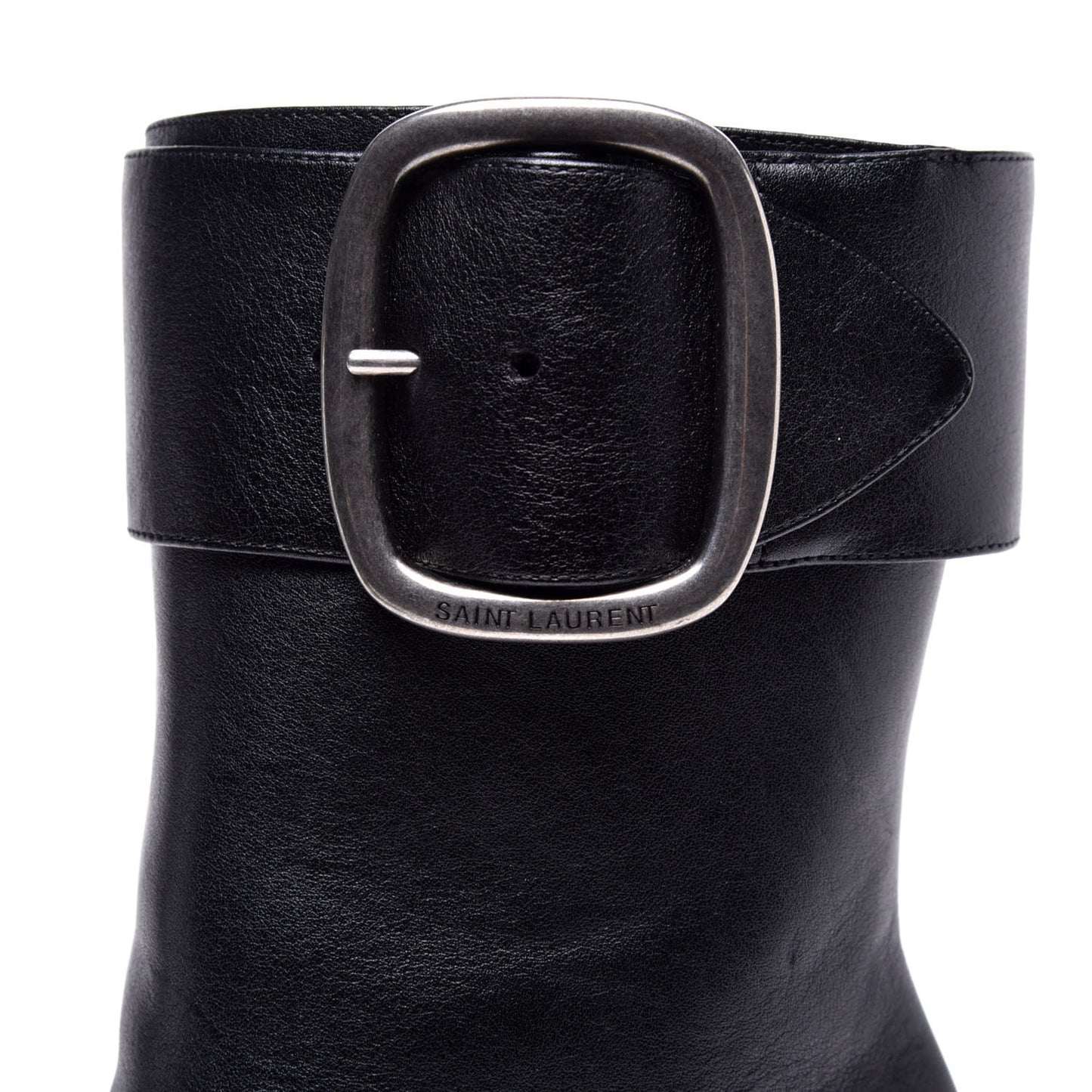 Calfskin Joplin Buckle Booties 40 Black