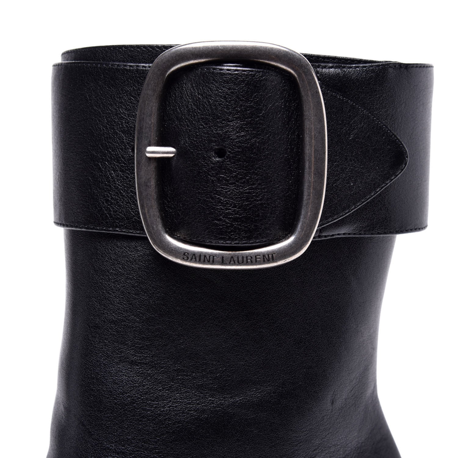 Saint Laurent Calfskin Joplin Buckle Booties 40 Black 10 of 10