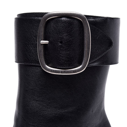 Saint Laurent Calfskin Joplin Buckle Booties 40 Black 10 of 10