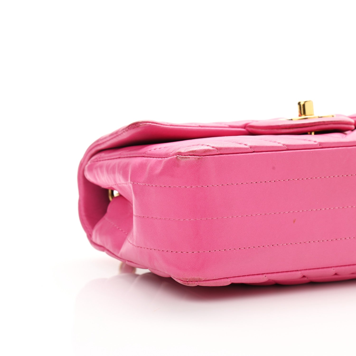 Chanel Lambskin Chevron Quilted Mini Rectangular Flap Fuchsia 9 of 17
