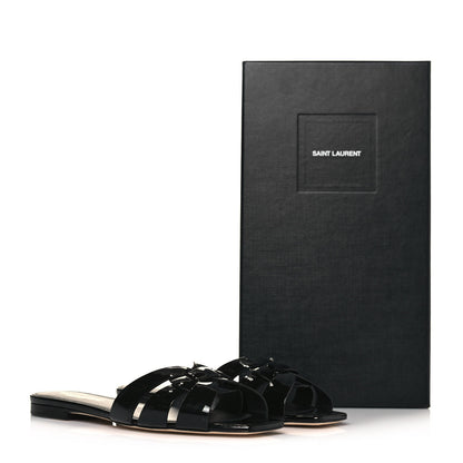 Saint Laurent Patent Calfskin Nu Pied 05 Slide Sandals 37 Black 9 of 9