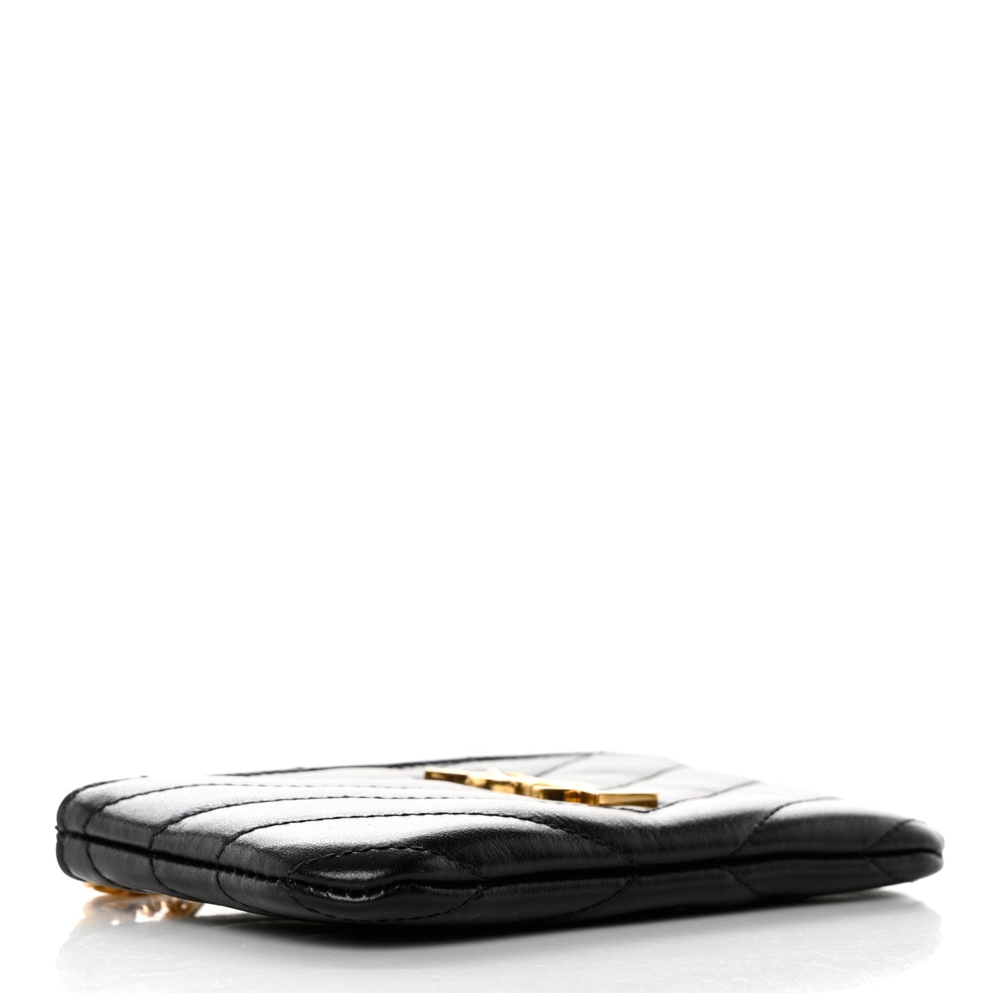 Calfskin Matelasse Monogram Key Pouch Black