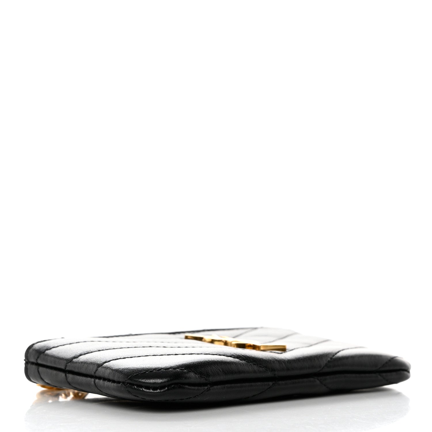 Saint Laurent Calfskin Matelasse Monogram Key Pouch Black 4 of 8