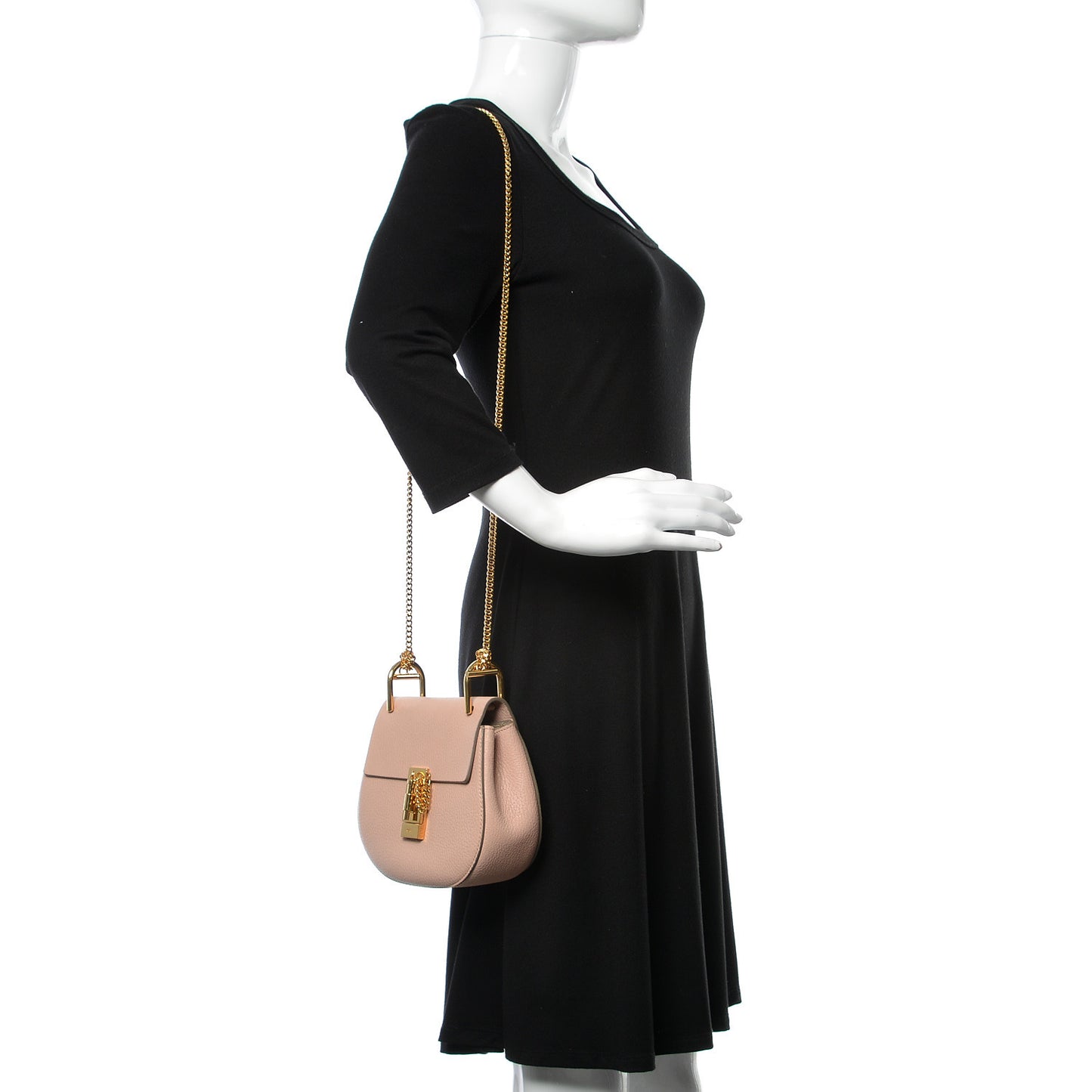 Grained Lambskin Mini Drew Shoulder Bag Cement Pink