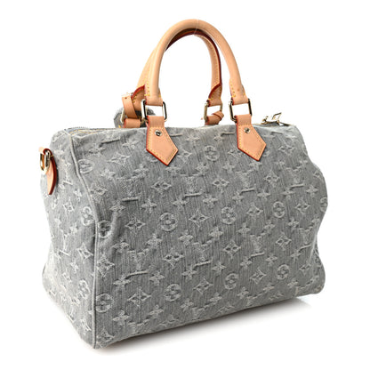 Louis Vuitton Monogram Denim Speedy Soft 30 Washed Gray 3 of 10