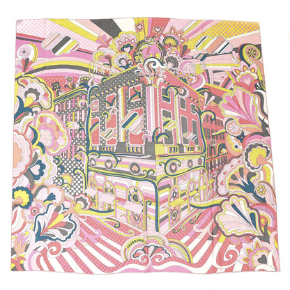 Hermes Cashmere Silk Faubourg Rainbow Shawl 140 Rose Jaune Vif Etoupe 1 of 6
