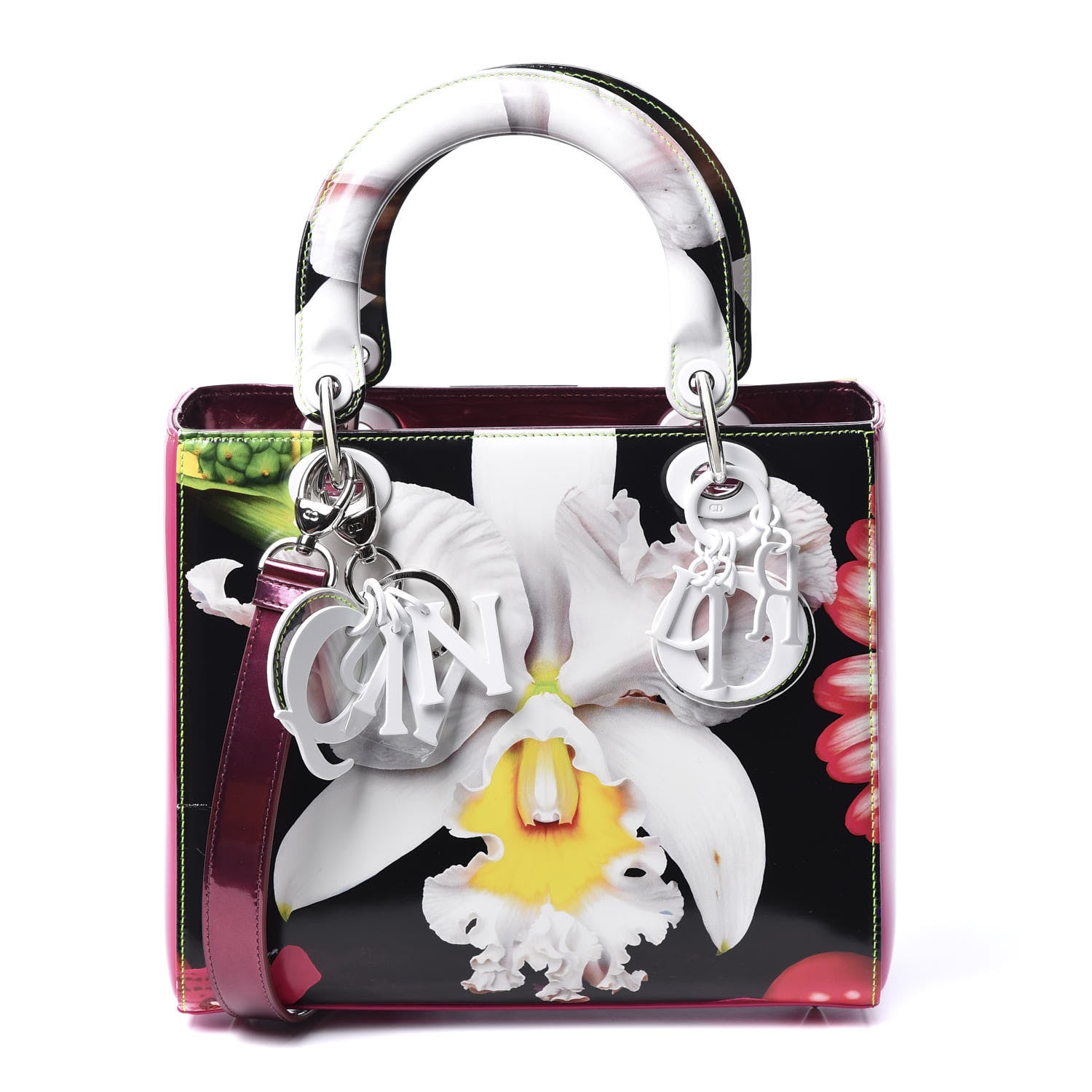 Christian Dior X MARC QUINN Glazed Patent Calfskin Art Medium Lady Dior Pink Multicolor 1 of 12