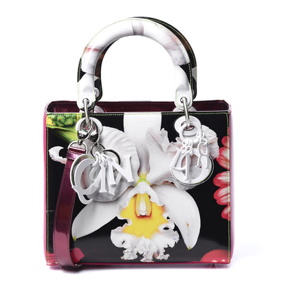 Christian Dior X MARC QUINN Glazed Patent Calfskin Art Medium Lady Dior Pink Multicolor 1 of 12