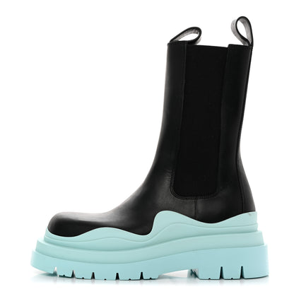 Bottega Veneta Calfskin The Tire Chelsea Boots 37.5 Black Pale Blue 1 of 7