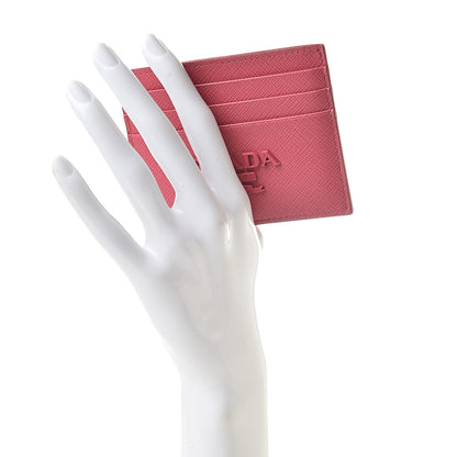 Prada Saffiano Shine Monochrome Card Holder Peonia 2 of 8