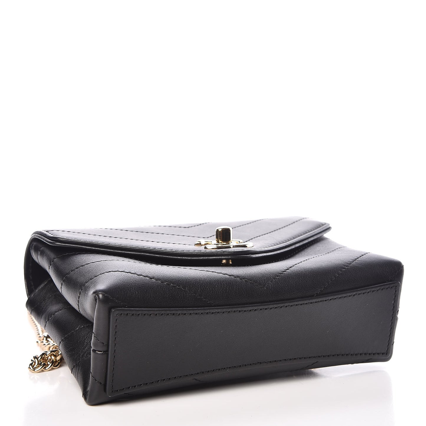 Calfskin Chevron Stitched Coco Waist Bag Black