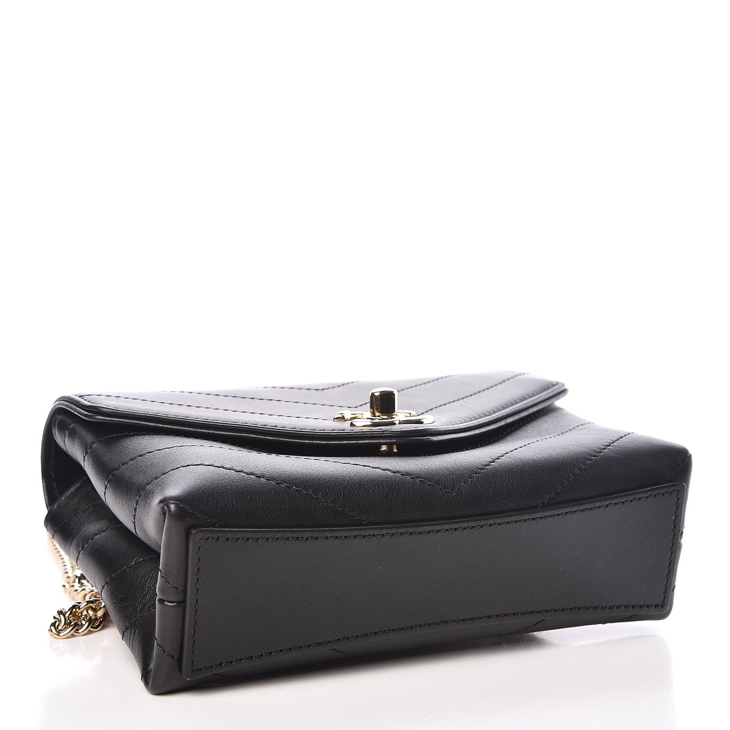 Chanel Calfskin Chevron Stitched Coco Waist Bag Black 4 of 10