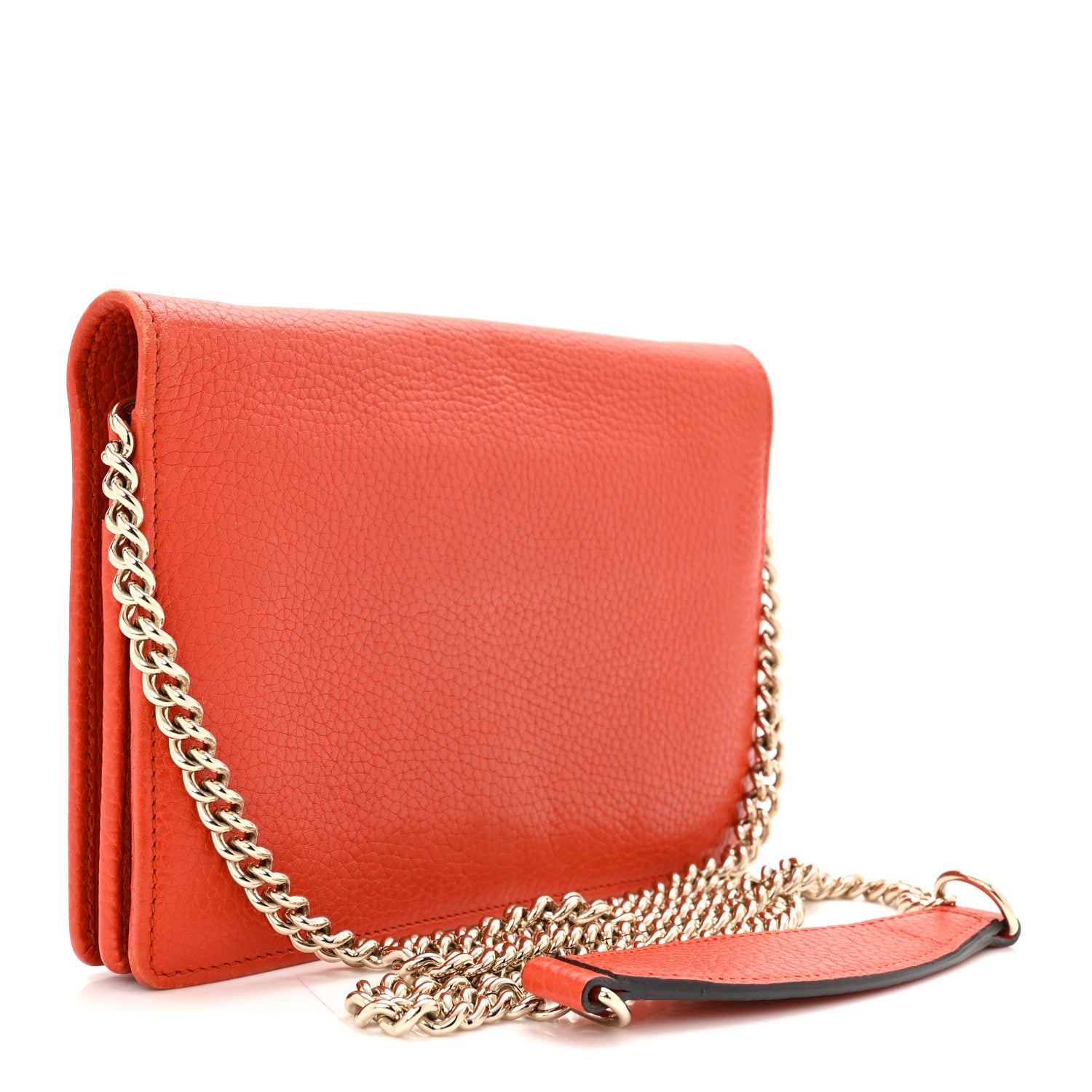 Gucci Pebbled Calfskin Soho Wallet On Chain Sun Orange 3 of 9