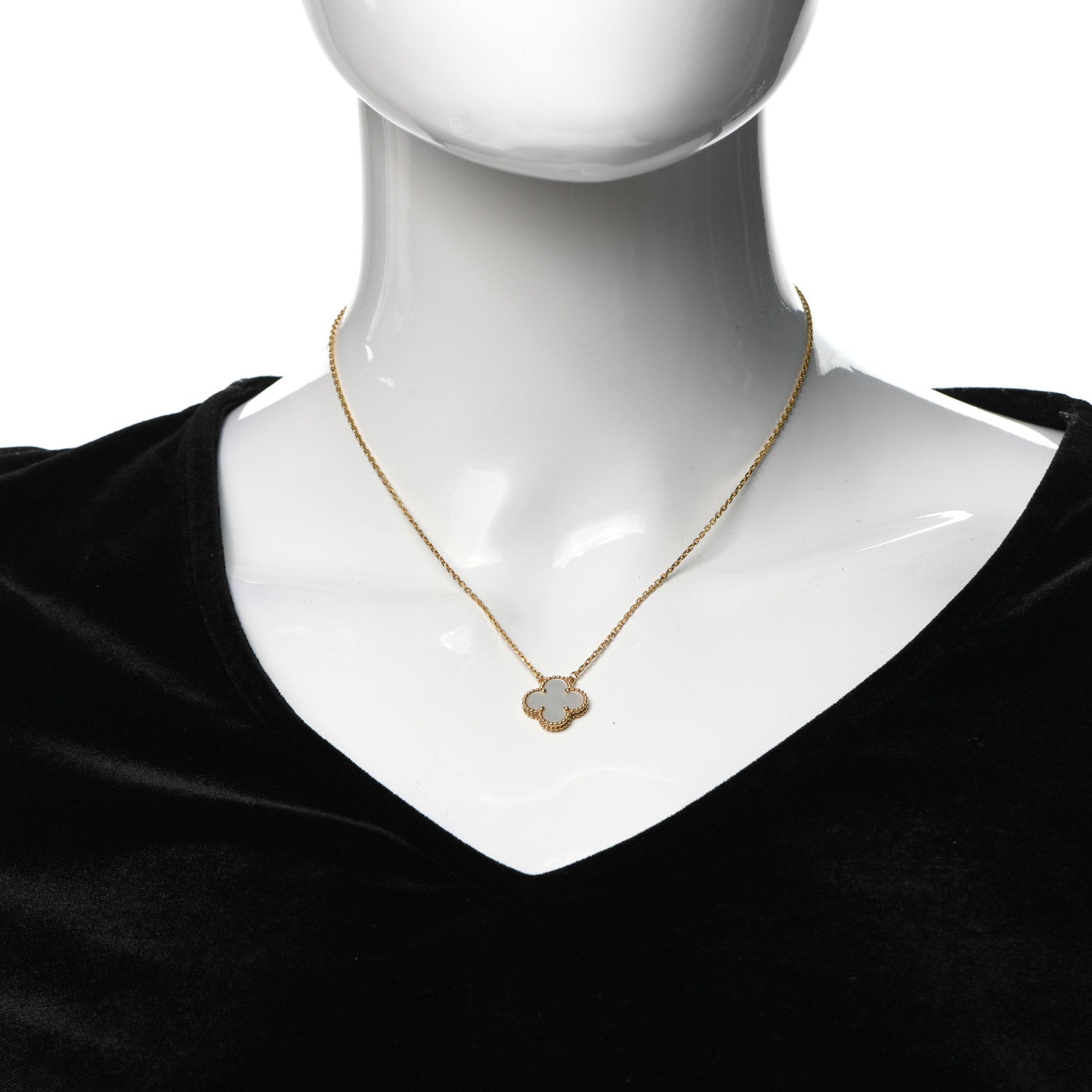 Van Cleef & Arpels 18K Yellow Gold Mother of Pearl Vintage Alhambra Pendant Necklace 2 of 6
