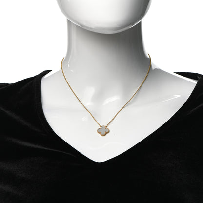 Van Cleef & Arpels 18K Yellow Gold Mother of Pearl Vintage Alhambra Pendant Necklace 2 of 6