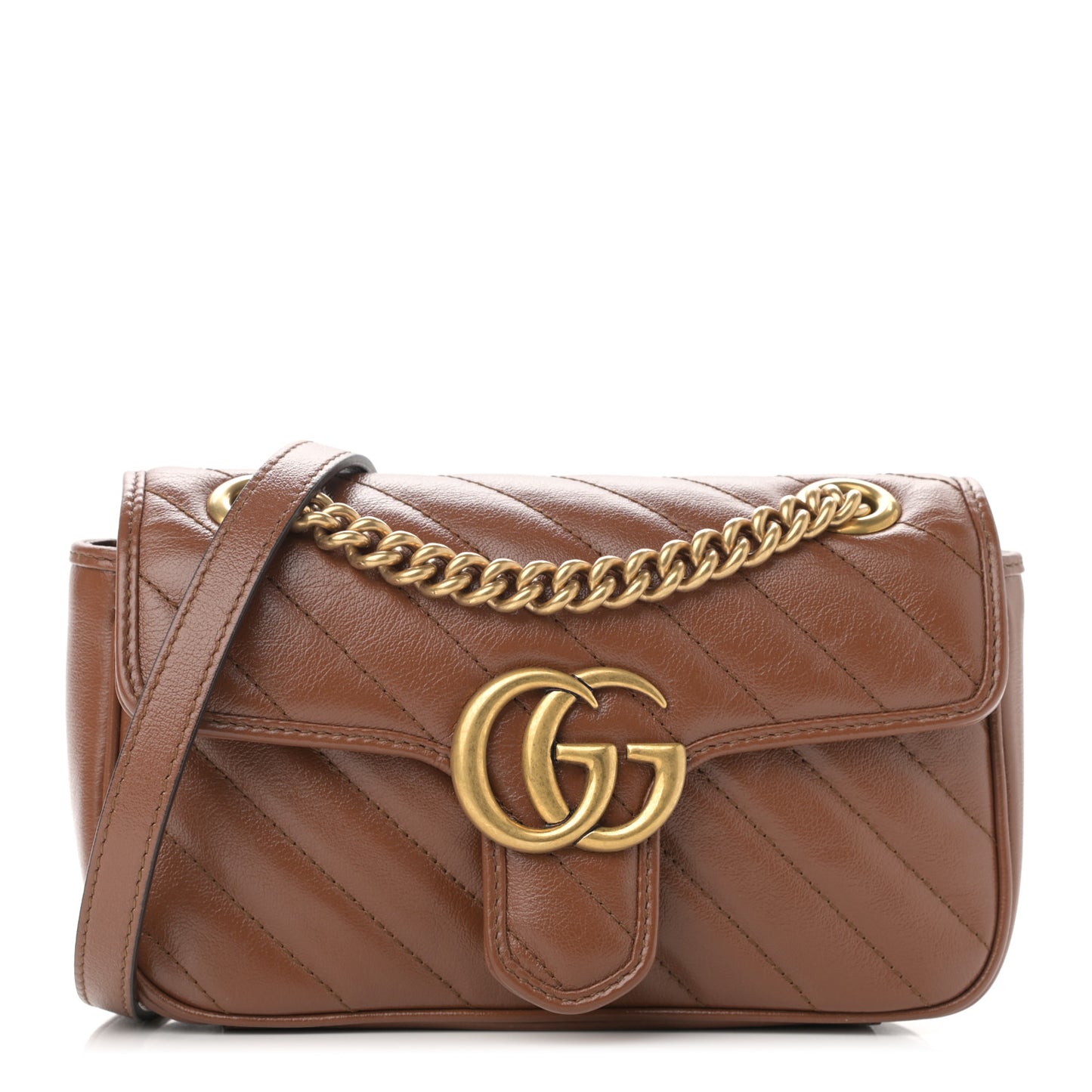 Azalea Calfskin Matelasse Diagonal Mini GG Marmont Shoulder Bag Cuir