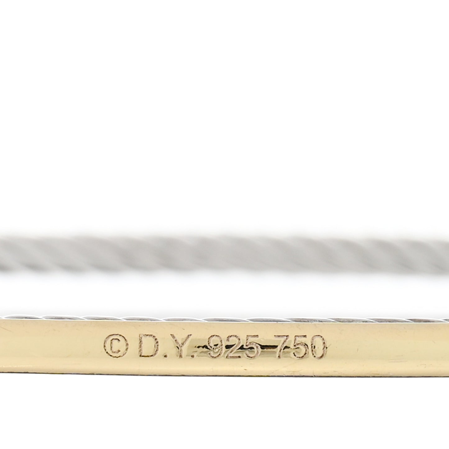Sterling Silver 18K Yellow Gold Cable Bangle Bracelet