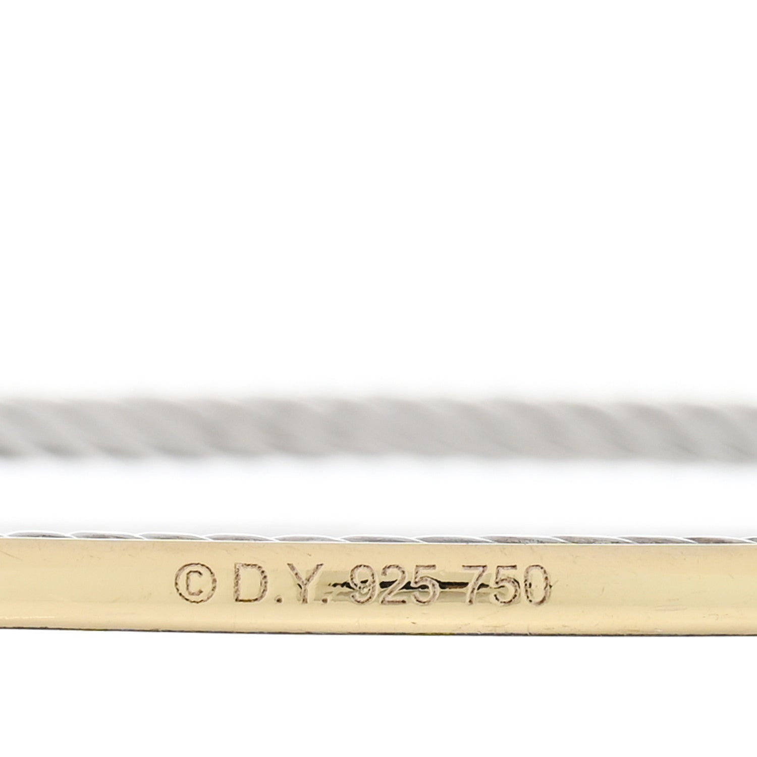 David Yurman Sterling Silver 18K Yellow Gold Cable Bangle Bracelet 2 of 3