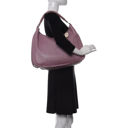Fendi Metallic Calfskin Romano Selleria Hobo Light Purple 2 of 20