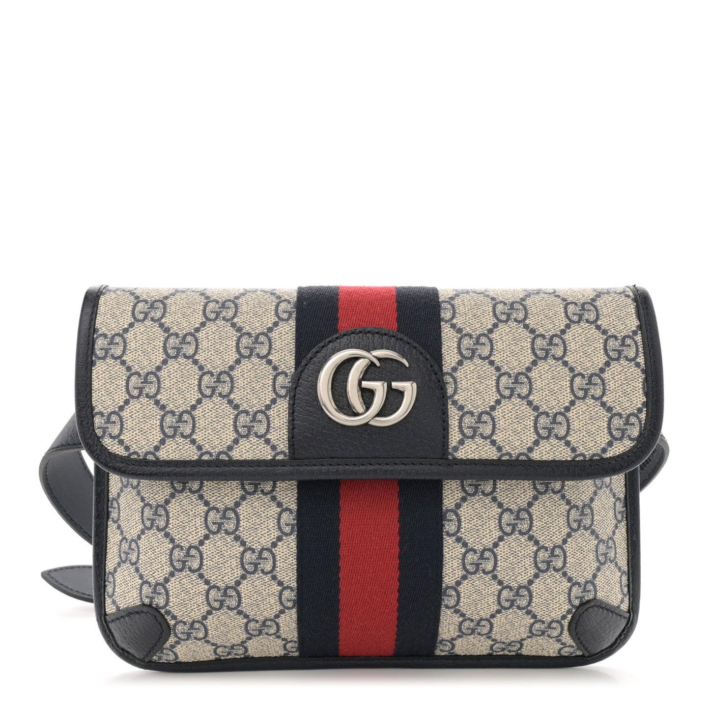 GG Supreme Monogram Web Small Ophidia Belt Bag 80 32 Beige Navy