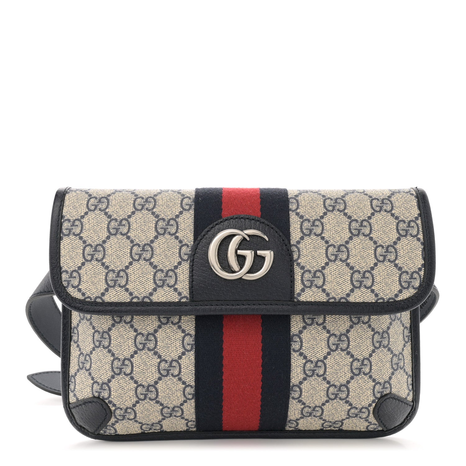 Gucci GG Supreme Monogram Web Small Ophidia Belt Bag 80 32 Beige Navy 1 of 10