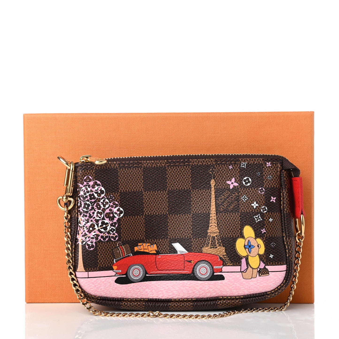 Damier Ebene 2019 Christmas Animation Mini Pochette Accessories Red