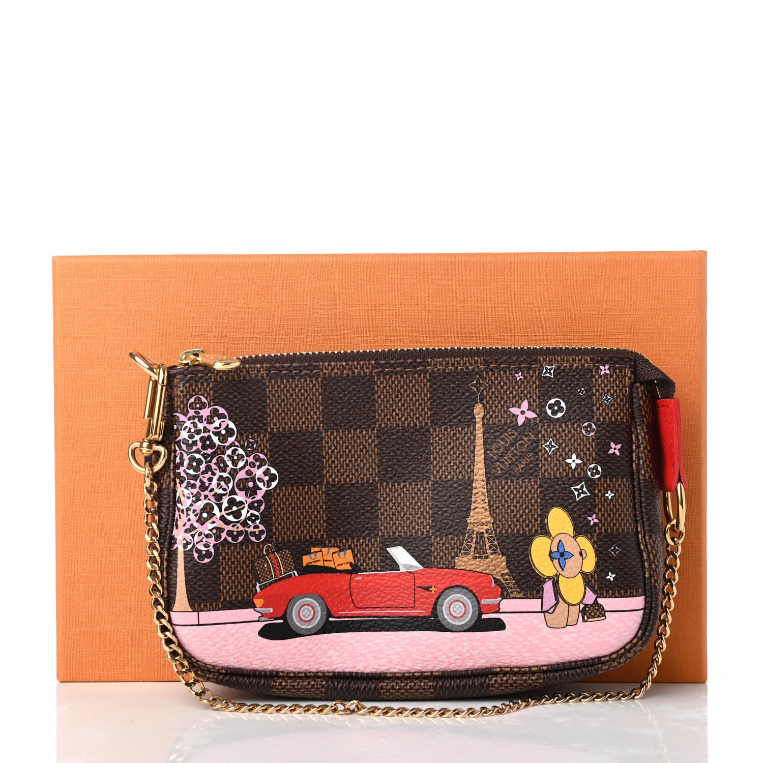 Louis Vuitton Damier Ebene 2019 Christmas Animation Mini Pochette Accessories Red 8 of 8