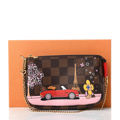 Louis Vuitton Damier Ebene 2019 Christmas Animation Mini Pochette Accessories Red 8 of 8
