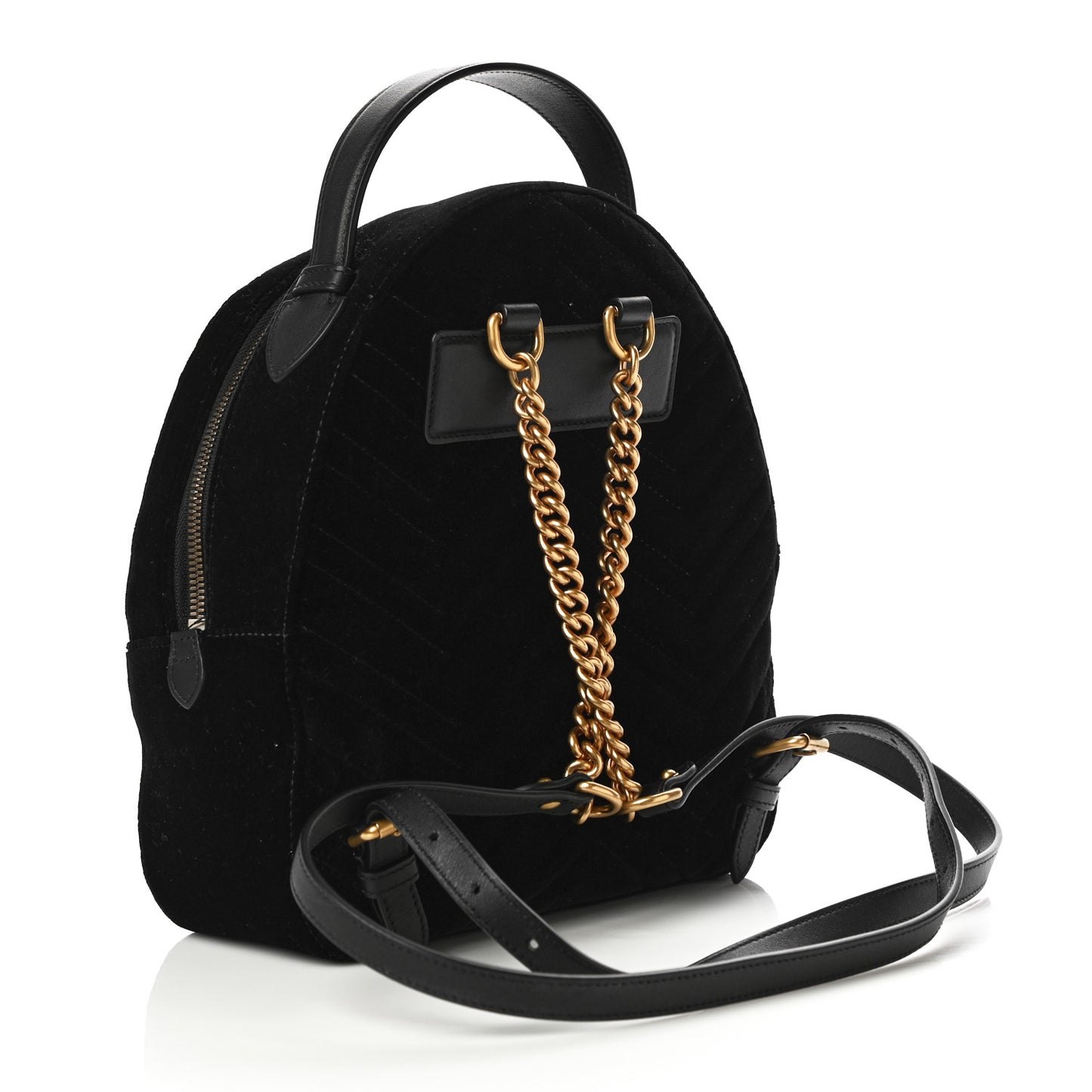 Velvet Matelasse GG Marmont Dome Backpack Black