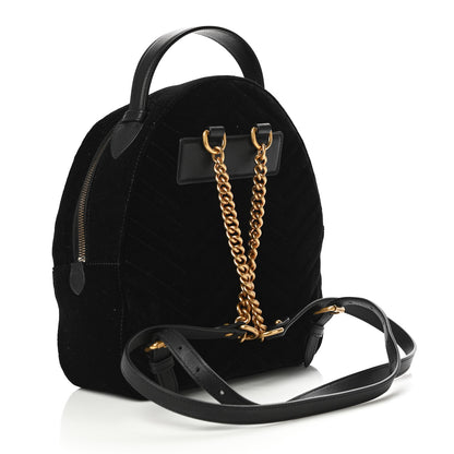 Gucci Velvet Matelasse GG Marmont Dome Backpack Black 2 of 10