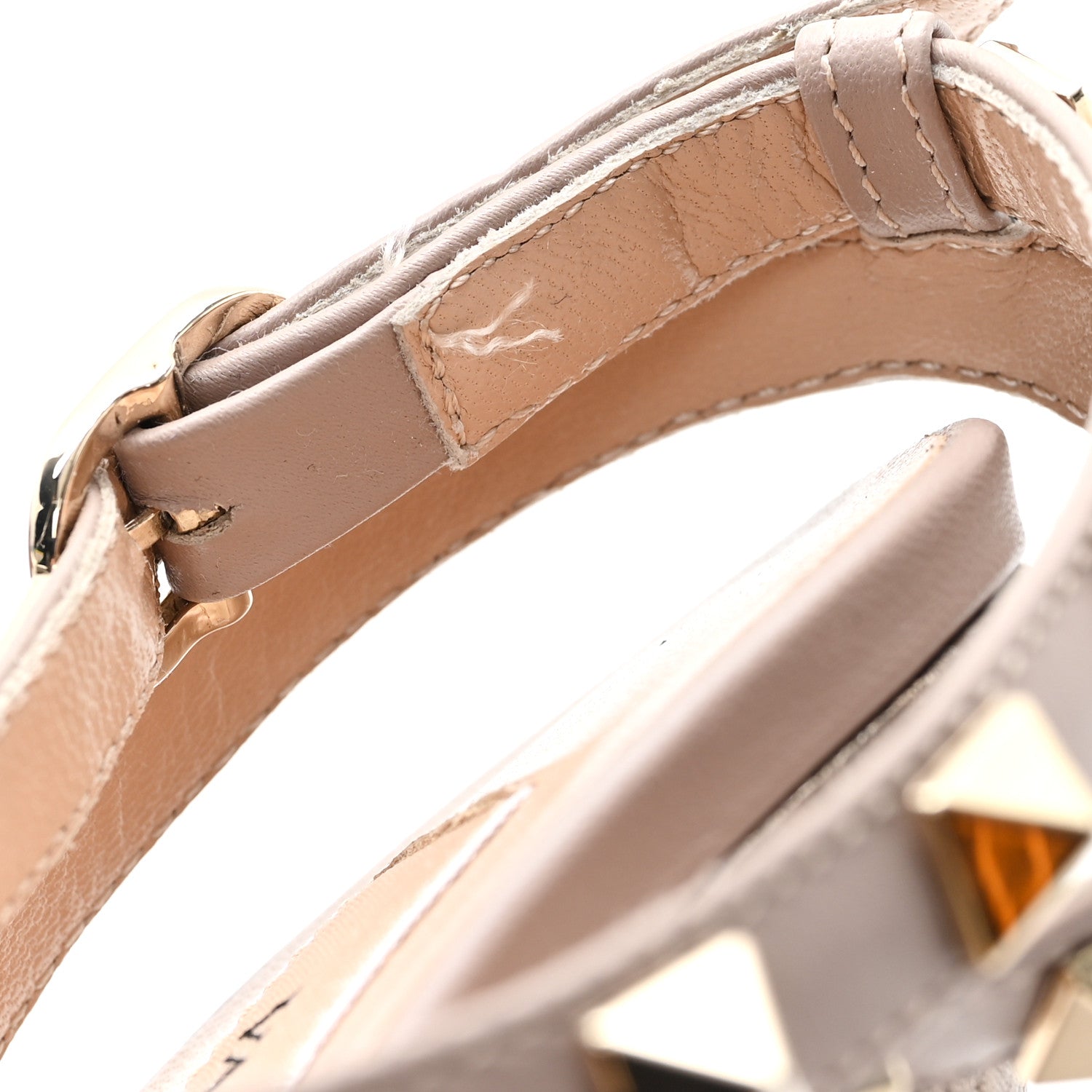 Valentino Garavani Metallic Pebbled Calfskin Rockstud Ankle Strap 100mm Pumps 37.5 Sasso Poudre 10 of 10