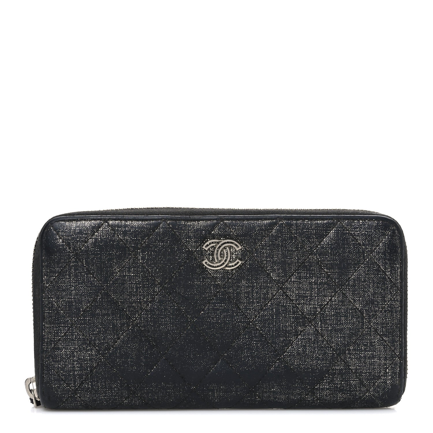 Chanel Iridescent Calfskin Quilted Zip Around Wallet Grey 1 of 9