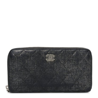 Chanel Iridescent Calfskin Quilted Zip Around Wallet Grey 1 of 9