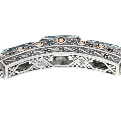John Hardy Sterling Silver 18K Yellow Gold Aquamarine Station Bracelet 3 of 3
