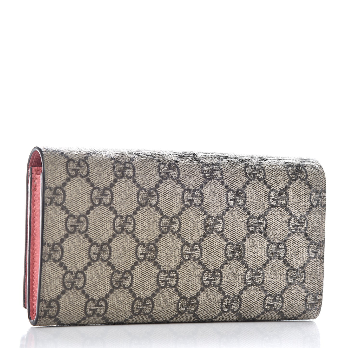 GG Supreme Monogram Embroidered Face Continental Wallet Pink